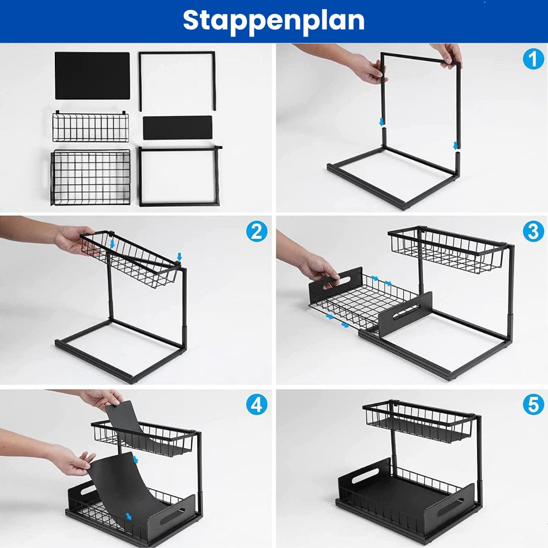 Lardic® Sink Cabinet Organizer - Extendable - Height adjustable from 29-36 cm