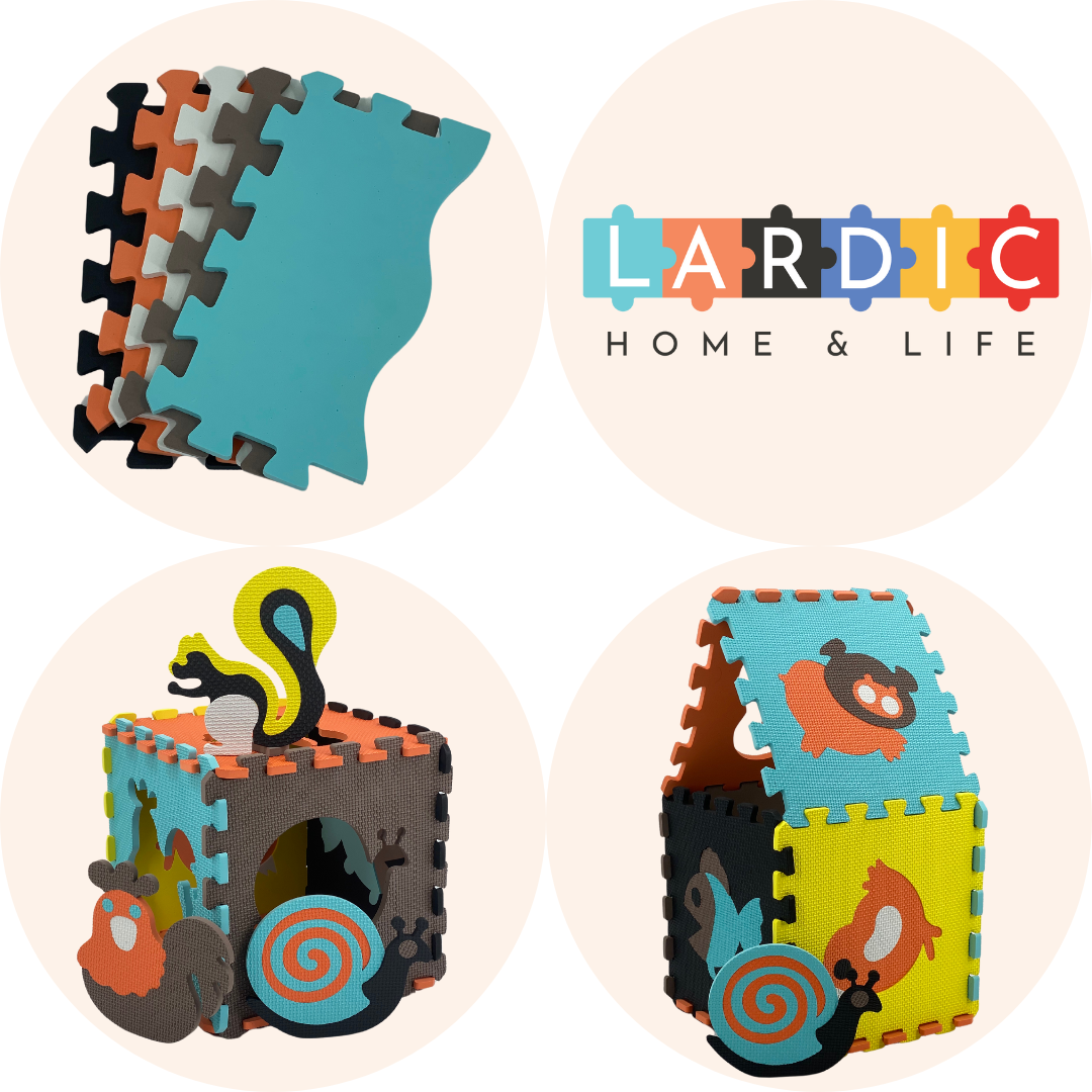 Lardic Playmat - Puzzle mat - Foam play mat - 90 x 90 cm - Including storage bag