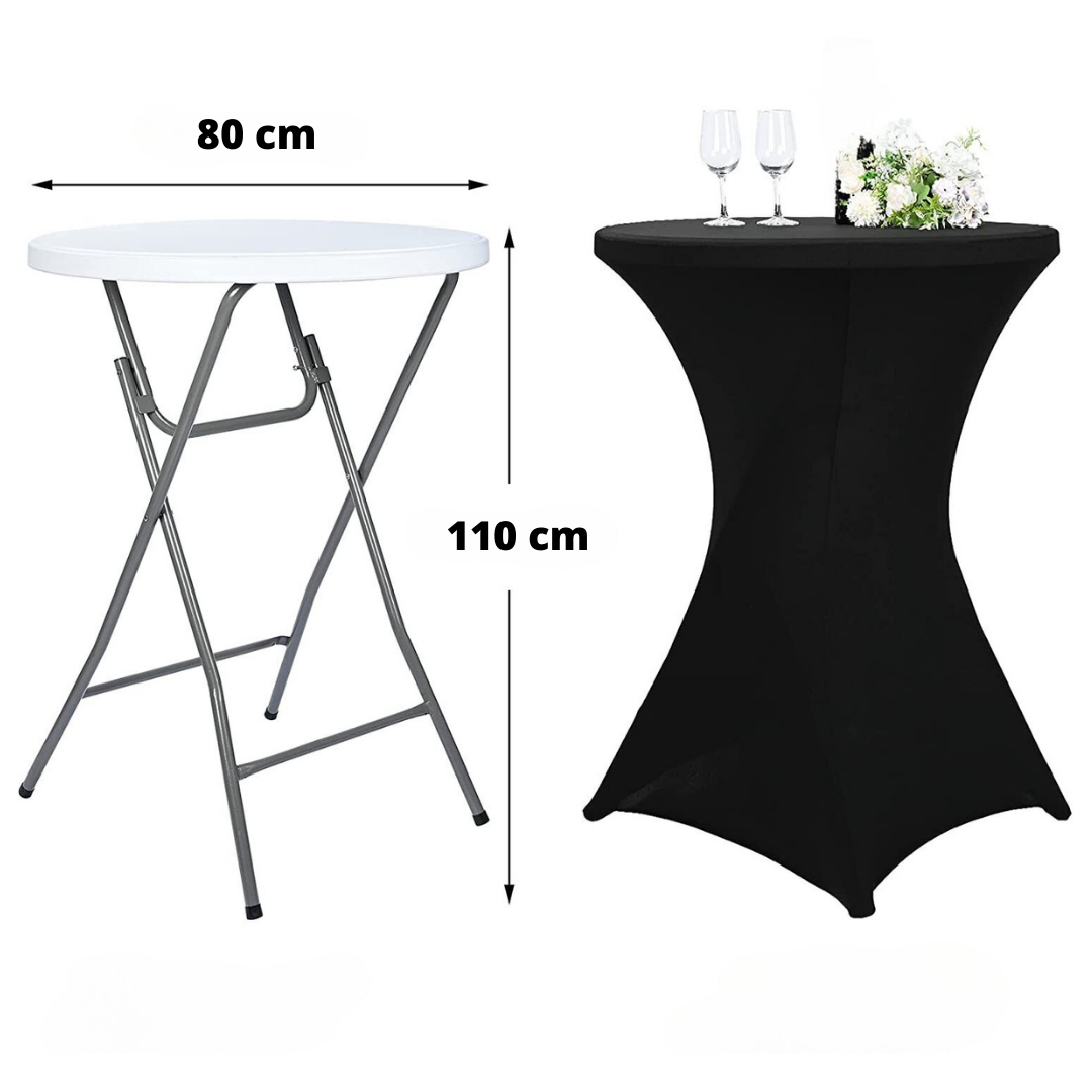 Lardic Statafelrok Zwart Extra Dik - Tafelrok - Statafel hoes Set Van 2 - Stretch - Tafelhoezen voor Statafel 80 - 110cm