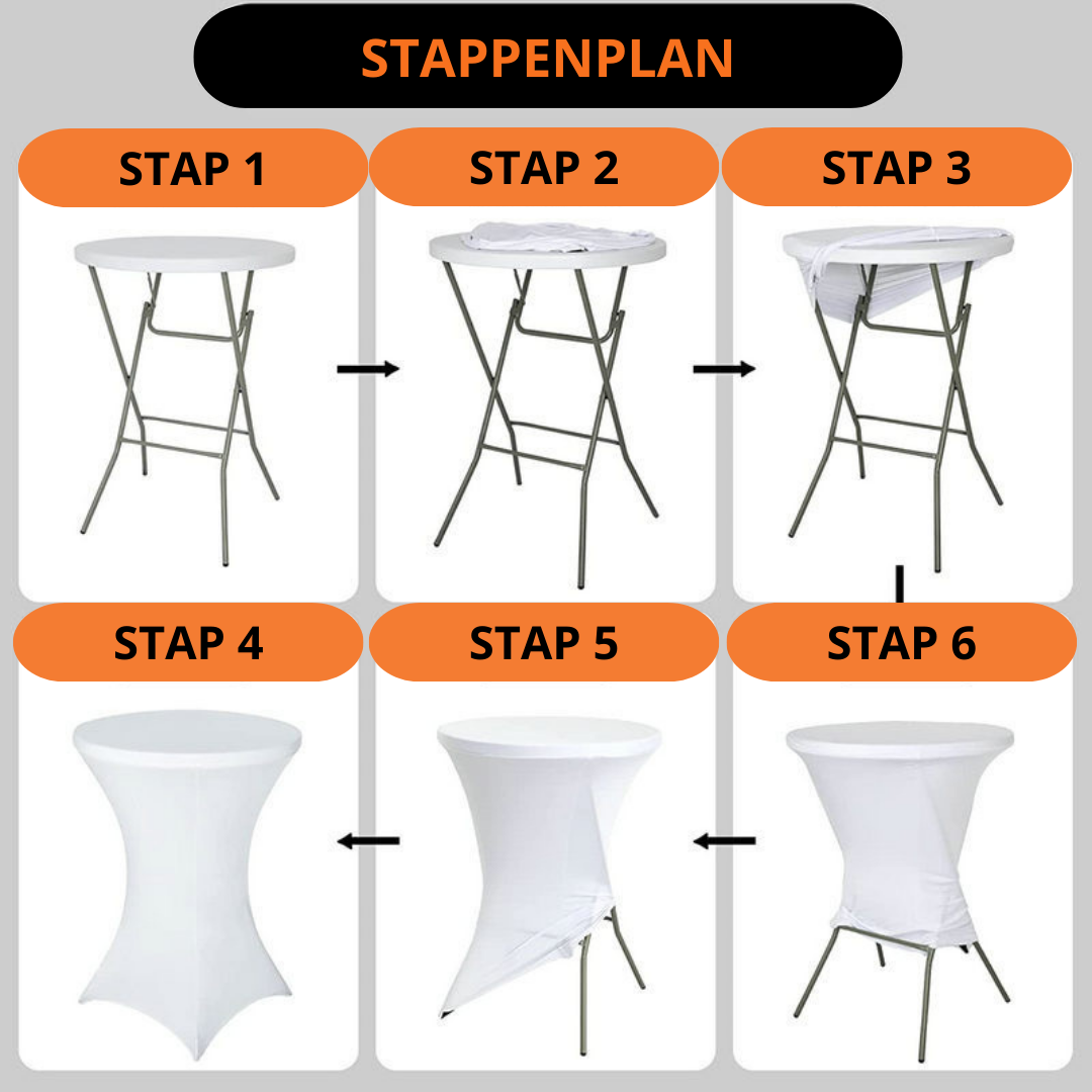 Lardic Statafelrok Zwart Extra Dik - Tafelrok - Statafel hoes Set Van 2 - Stretch - Tafelhoezen voor Statafel 80 - 110cm