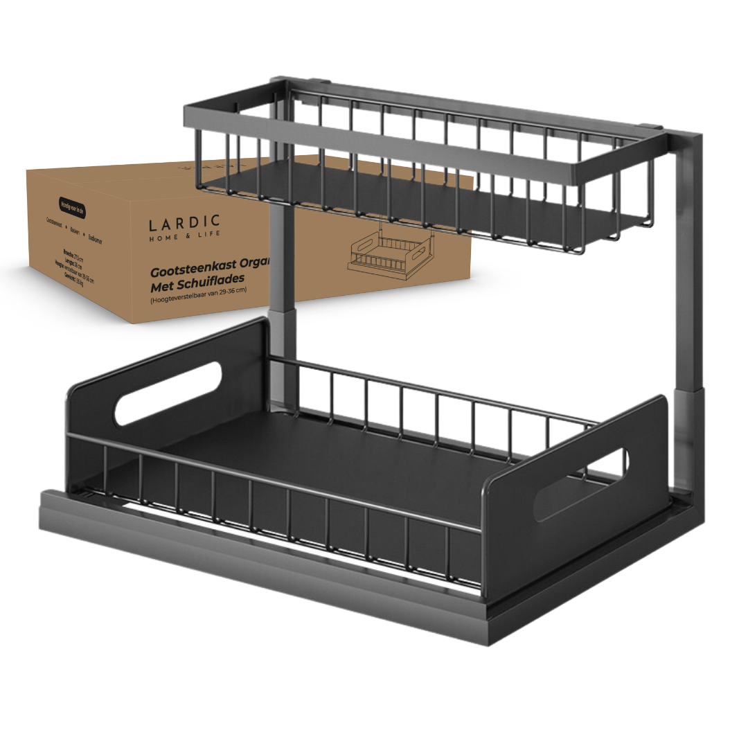 Lardic® Sink Cabinet Organizer - Extendable - Height adjustable from 29-36 cm