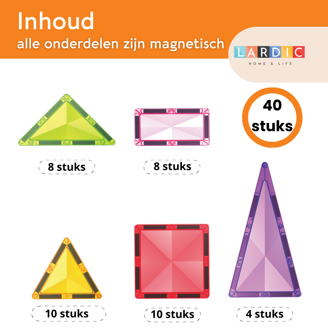 Lardic® Magnetic Toys – Magnetic Tiles - 40 pieces