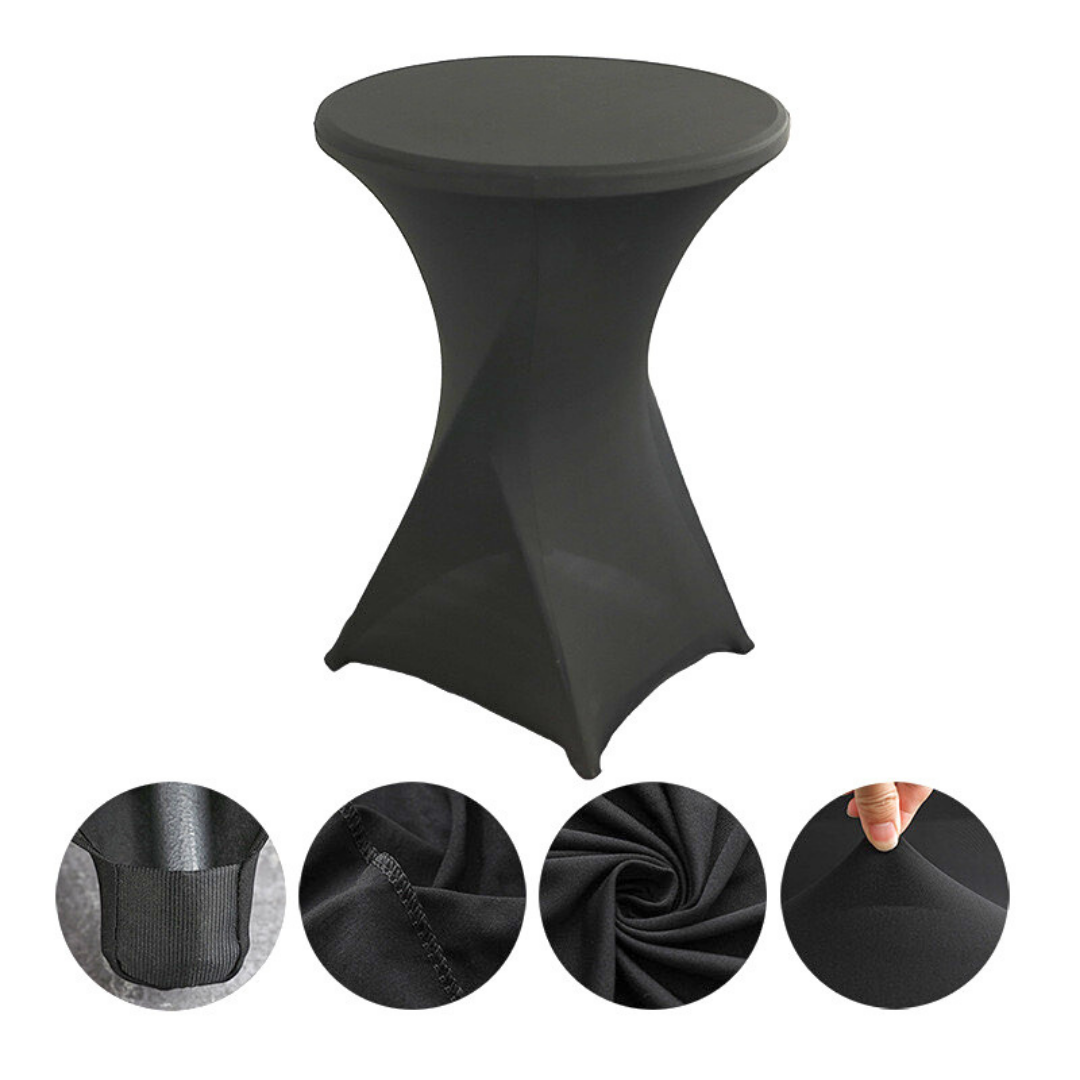 Lardic Statafelrok Zwart Extra Dik - Tafelrok - Statafel hoes Set Van 2 - Stretch - Tafelhoezen voor Statafel 80 - 110cm