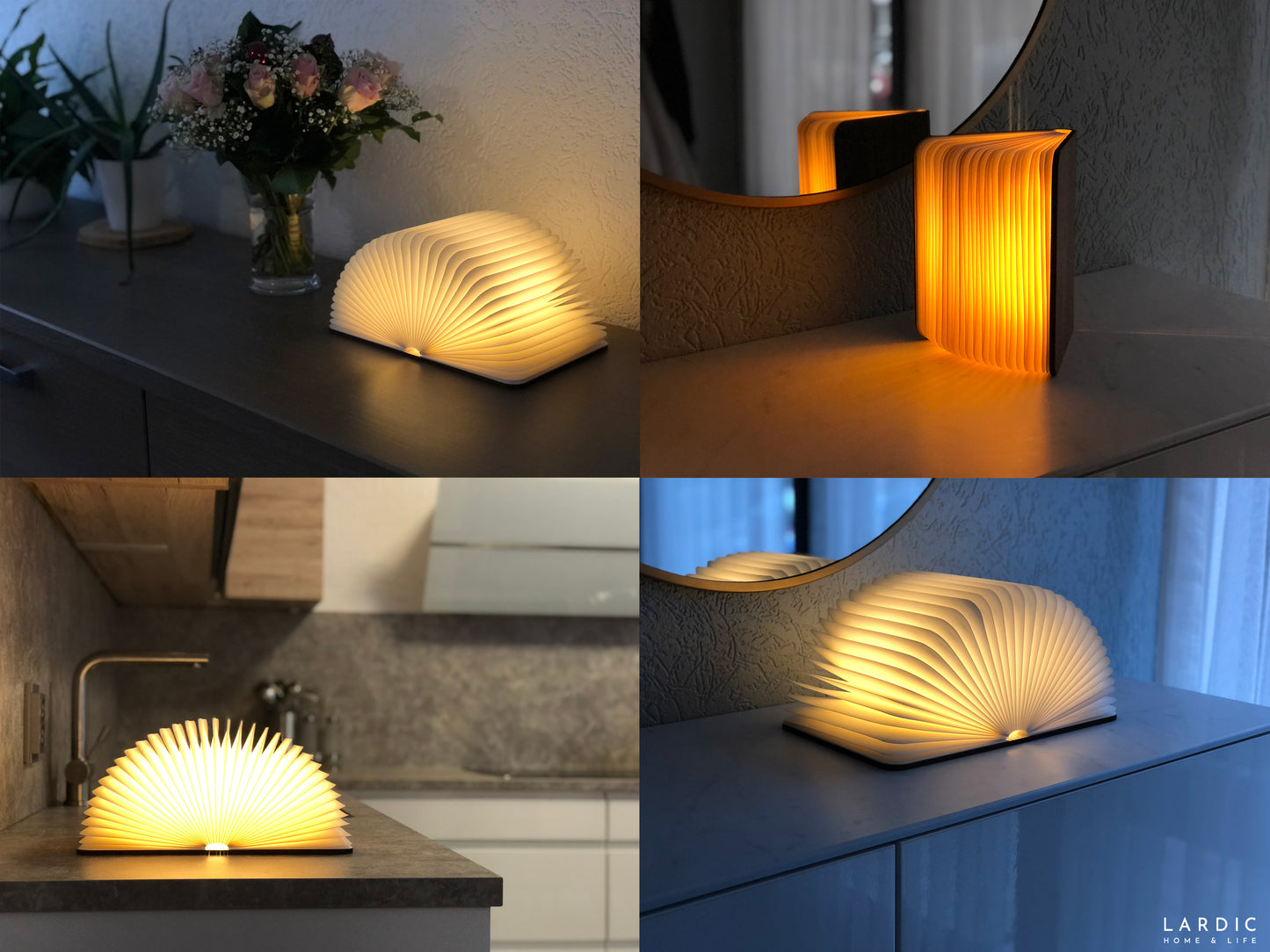 Book lamp Wood - With 5 light colors and dimming function - USB rechargeable - Walnut brown wood