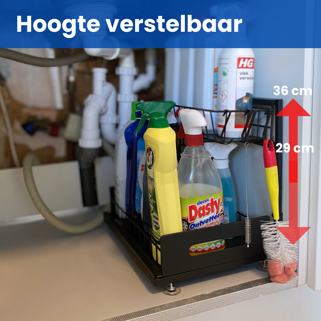 Lardic® Sink Cabinet Organizer - Extendable - Height adjustable from 29-36 cm