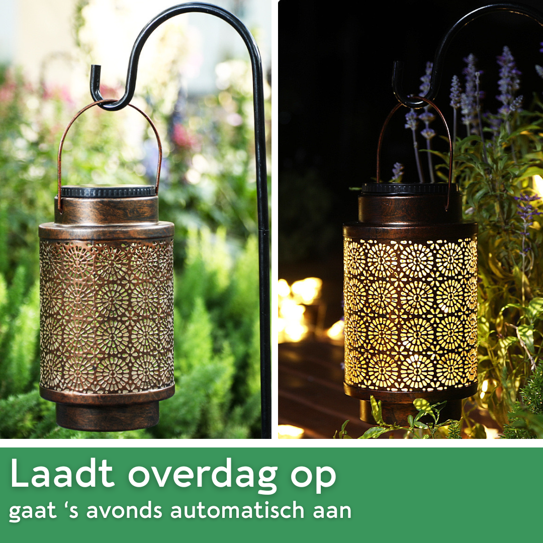 Lardic Solar Tuinlamp 2 stuks – Solar Tuinverlichting op zonne energie - Brons kleurig metaal – Tafellamp - Buitenlamp – Led buitenverlichting met sensor - Tuinfontein - Tuinfakkel / Tuinsteker / Tuinlantaarn - Sfeerverlichting - Voor buiten