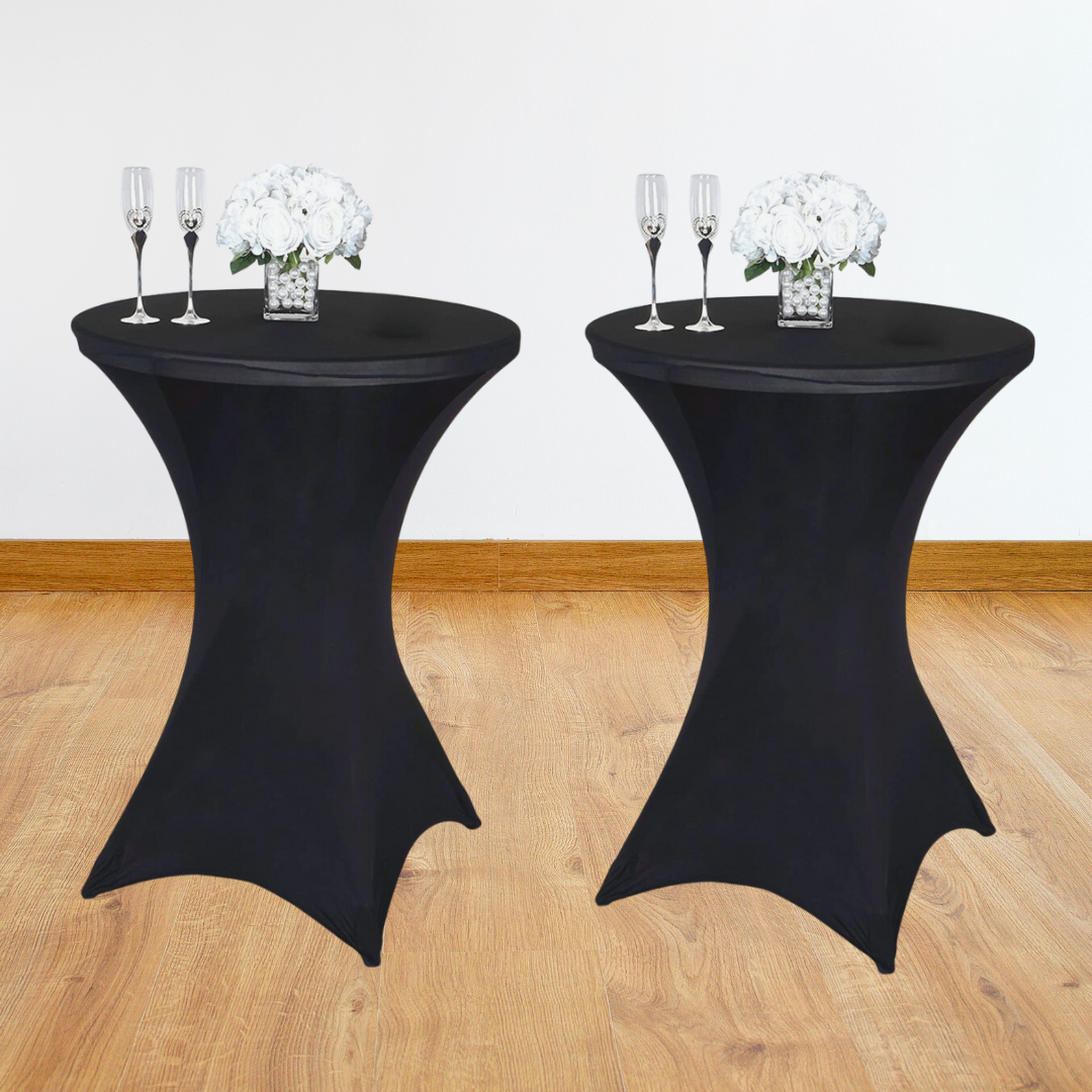 Lardic Statafelrok Zwart Extra Dik - Tafelrok - Statafel hoes Set Van 2 - Stretch - Tafelhoezen voor Statafel 80 - 110cm