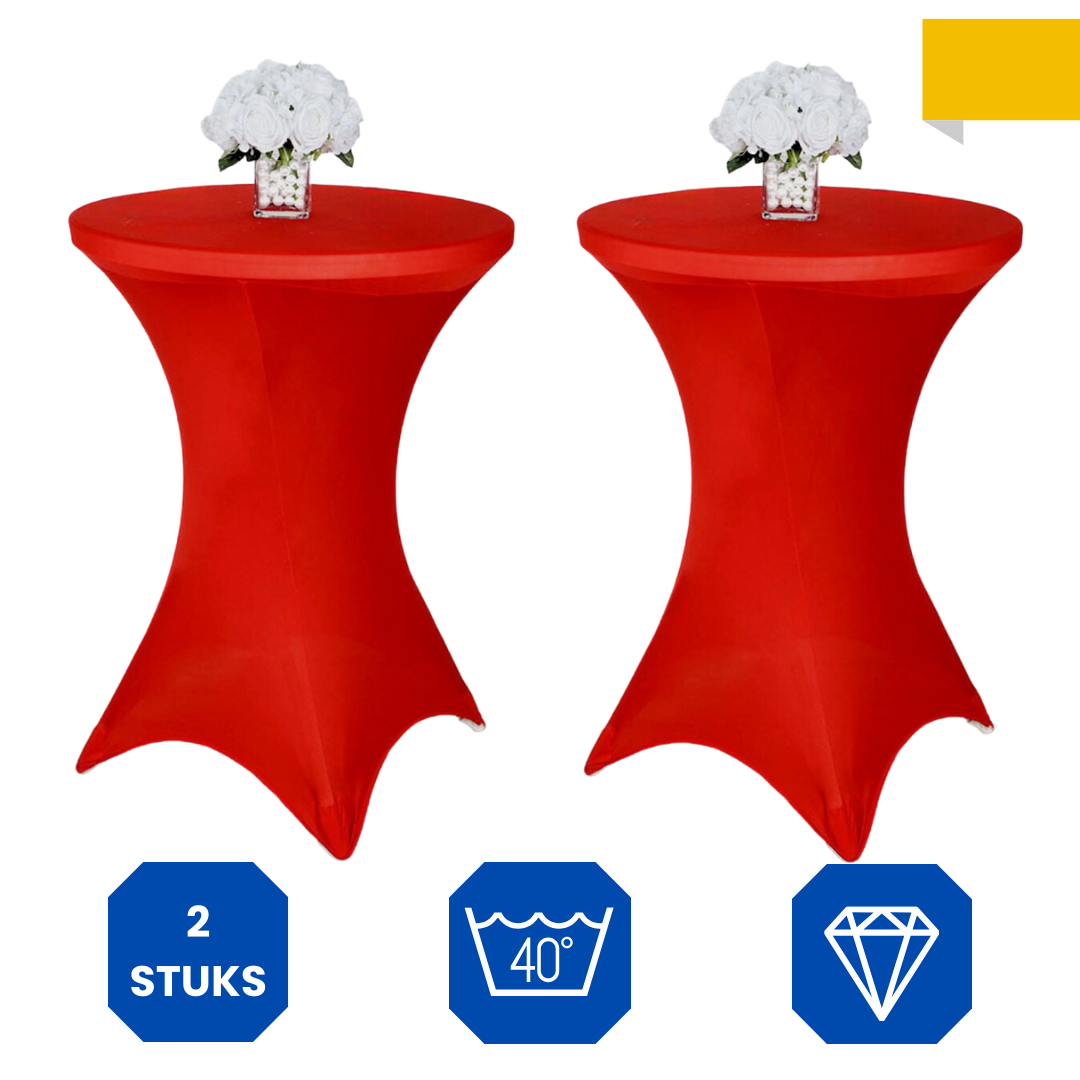 Lardic Statafelrok Rood Extra Dik - Tafelrok - Statafel hoes Set Van 2 - Stretch - Tafelhoezen voor Statafel 80 - 110cm
