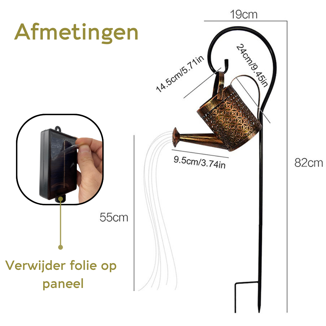 Lardic® Solar Watering Can Garden Lamp with Ground Spike