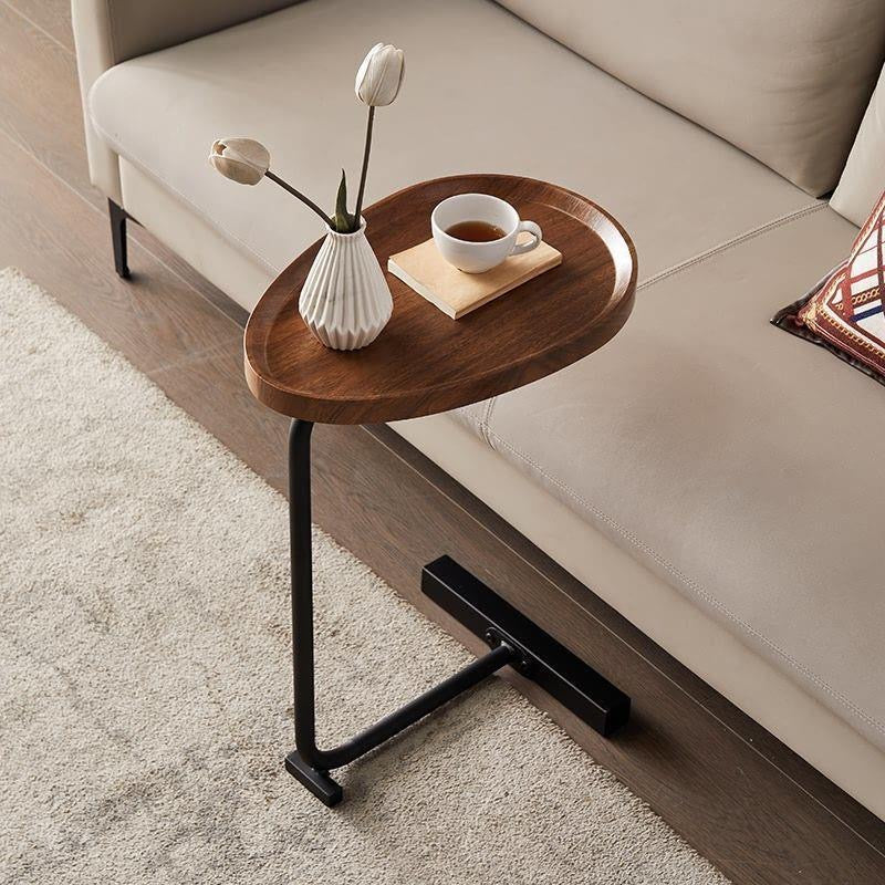 Lardic® Side table - Side table - Coffee table - Laptop table - Bed table - Round side table - Black metal with wood look