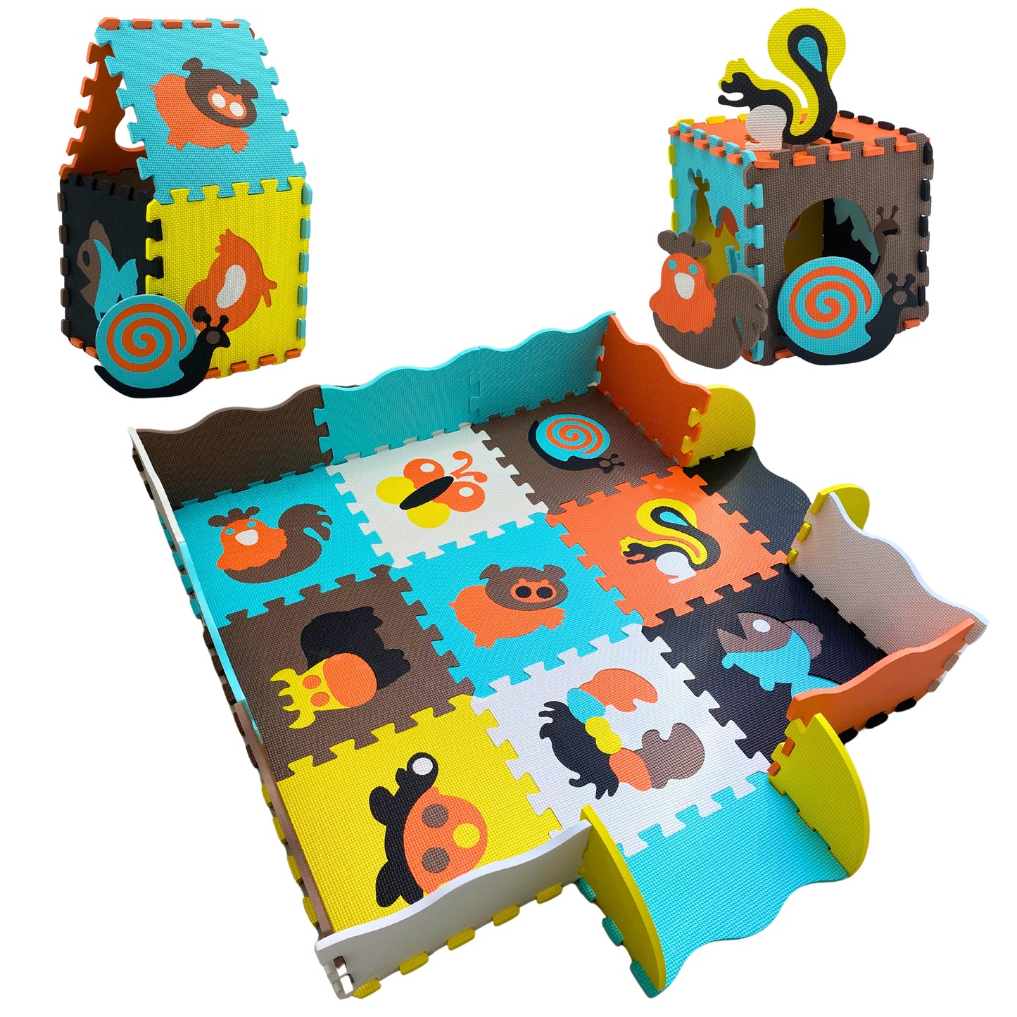 Lardic Playmat - Puzzle mat - Foam play mat - 90 x 90 cm - Including storage bag