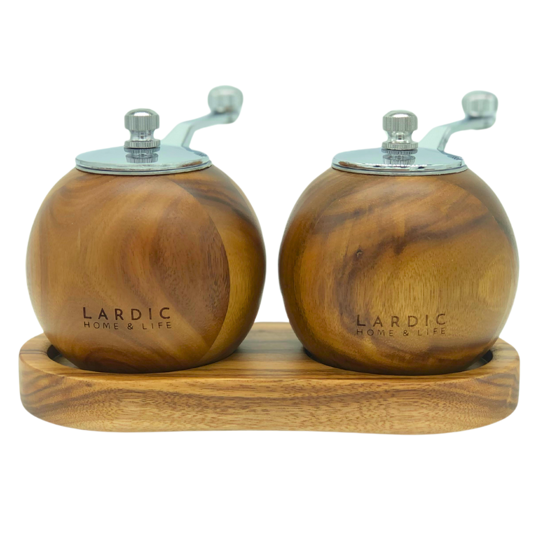 Lardic® Pepper Mill and Salt Mill Set - With Holder - 2 Pieces