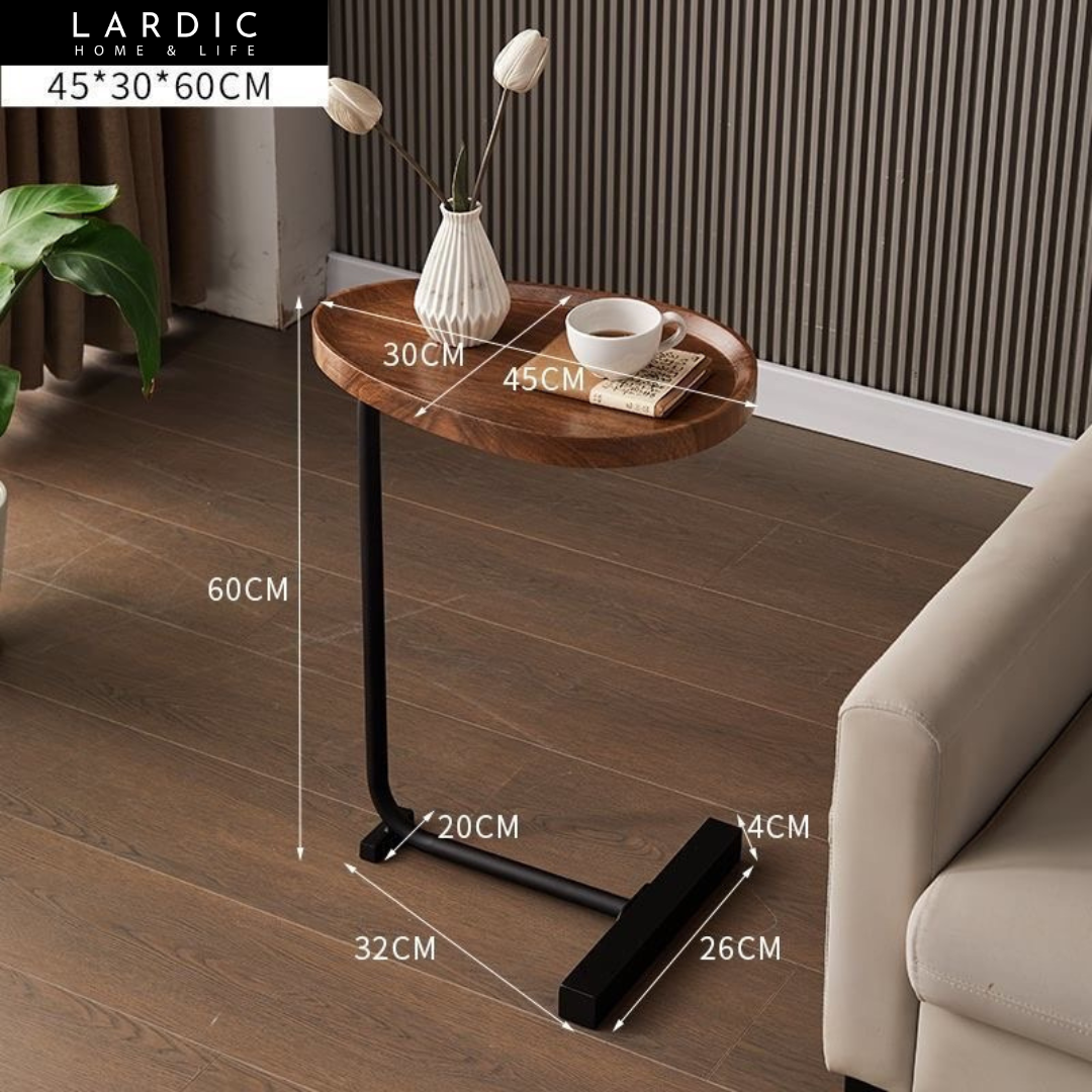 Lardic® Side table - Side table - Coffee table - Laptop table - Bed table - Round side table - Black metal with wood look