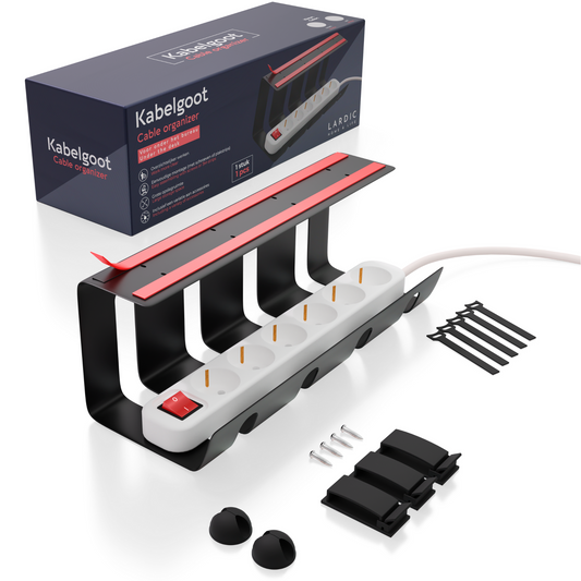 Lardic® Kabelgoot unter Büro - Kabelorganizer - Plakken von Boren - 1x40cm - Schwarz