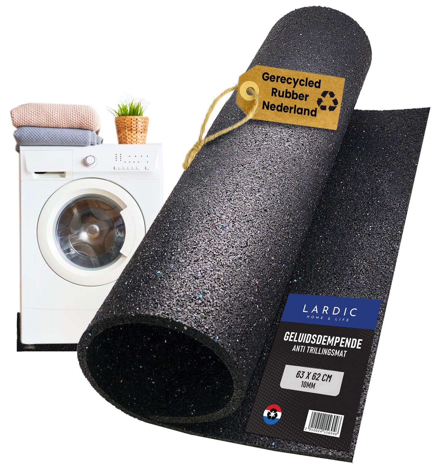 Lardic Anti Trillingsmat Wasmachine en Wasdroger - 61 x 61 CM (8MM Dik) - Geluidsdempende Antislip Mat - Rubber Mat Trillingsdempers