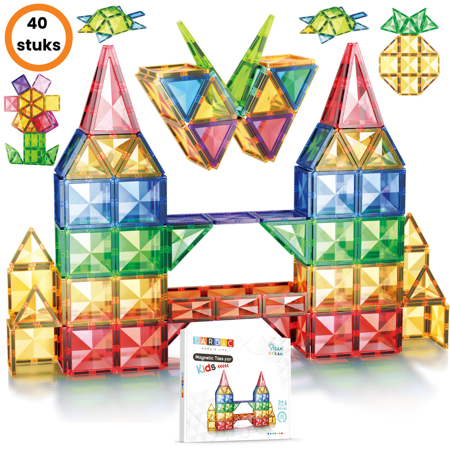 Lardic® Magnetic Toys – Magnetic Tiles - 40 pieces