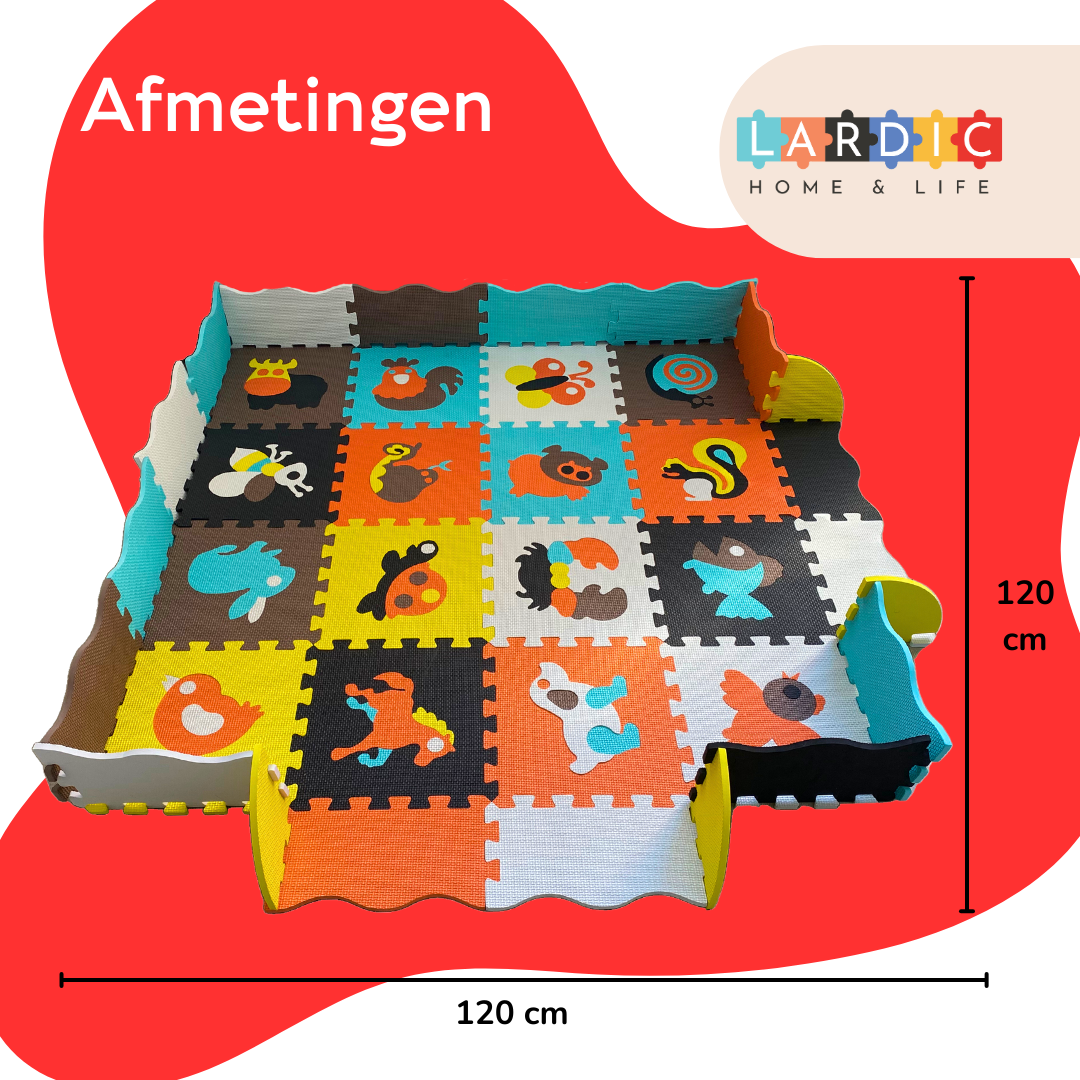 Lardic Speelmat - Babygym – Puzzelmat - 150 x 150 cm - Inclusief Opbergtas - 3+ jaar