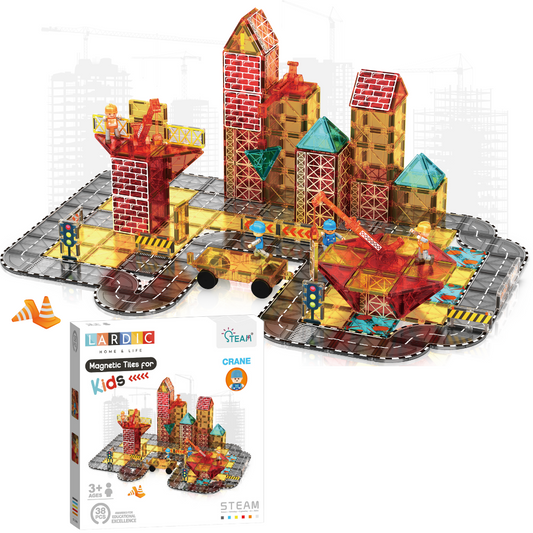 Lardic - Magnetisch Speelgoed Bouwplaats Set - Magnetic Tiles - Bouwspeelgoed - Bouwblokken - Magneten Speelgoed - Magnetische Tegels - Magna - Bouwstenen - Montessori Speelgoed - Educatief Constructie Speelgoed