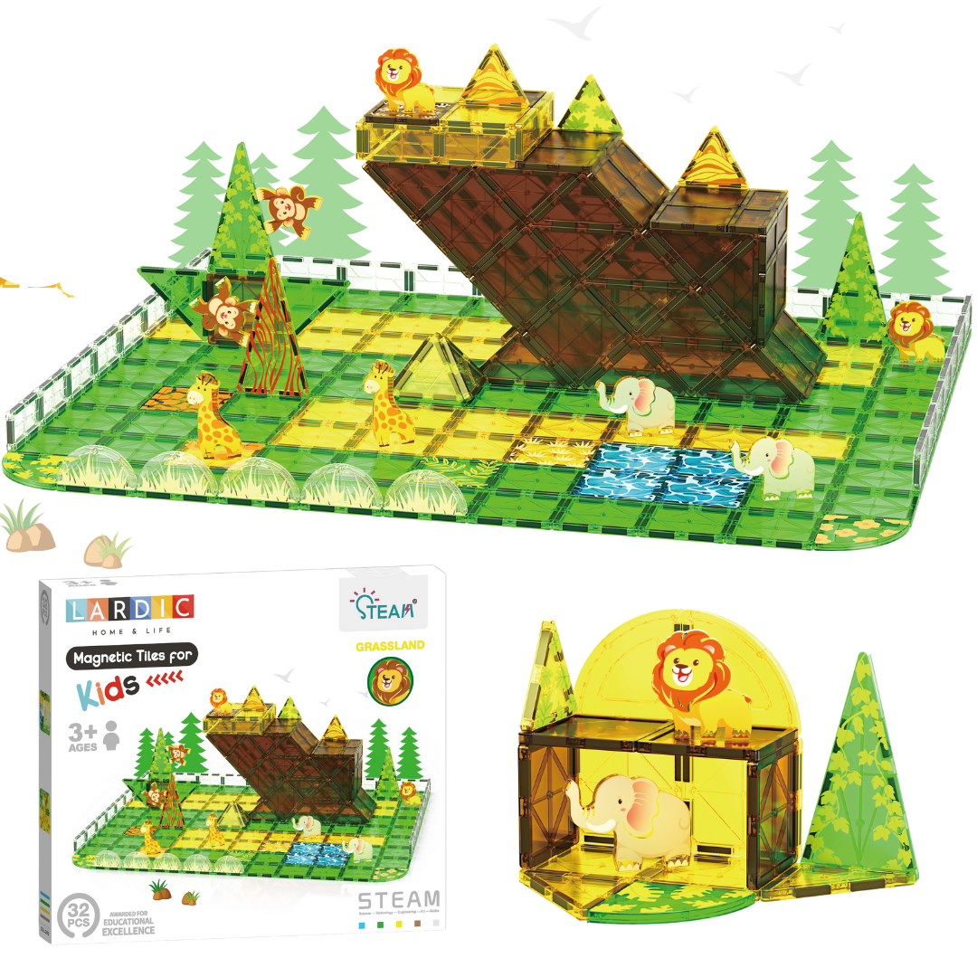 Lardic - Magnetisch Speelgoed Dierentuin Set - Magnetic Tiles - Bouwspeelgoed - Bouwblokken - Magneten Speelgoed
