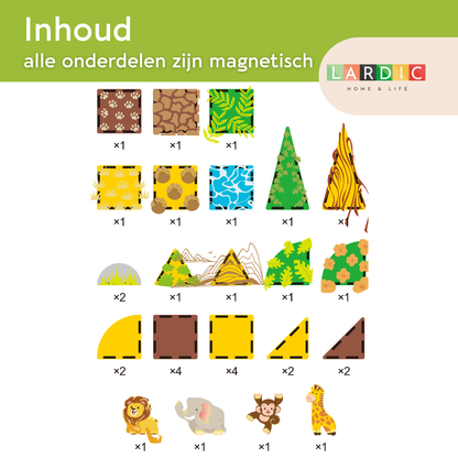 Lardic - Magnetisch Speelgoed Dierentuin Set - Magnetic Tiles - Bouwspeelgoed - Bouwblokken - Magneten Speelgoed