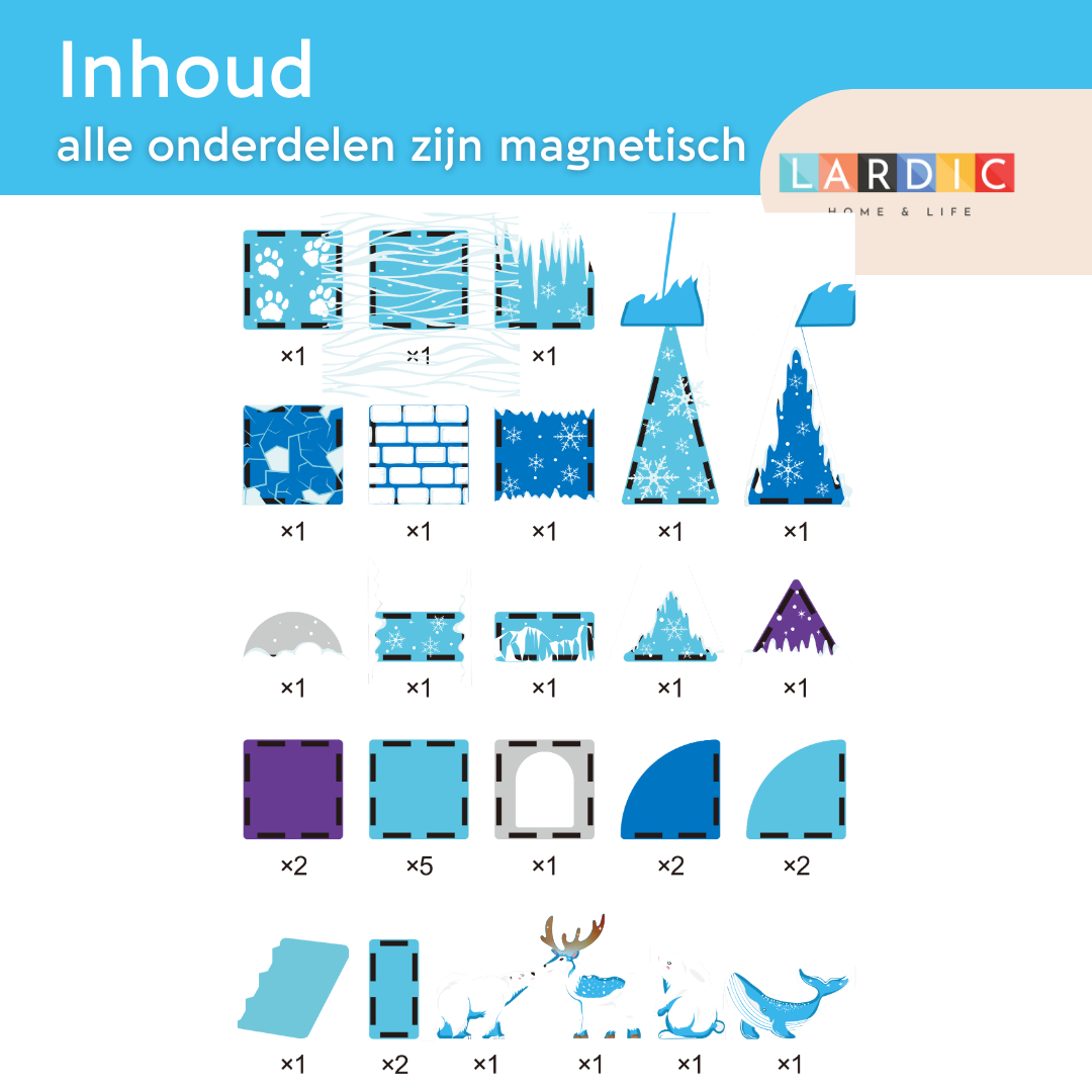 Lardic - Magnetisch Speelgoed Frozen Ice Set - Magnetic Tiles - Bouwspeelgoed - Bouwblokken - Magneten Speelgoed - Magnetische Tegels - Magna - Bouwstenen - Montessori Speelgoed - Educatief Constructie Speelgoed