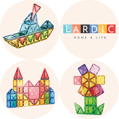 Lardic - Magnetisch Speelgoed - 2 auto's uitbreidingsset - Magnetic Tiles - Bouwspeelgoed - Magnetische Tegels - Montessori Speelgoed - Educatief Constructie Speelgoed