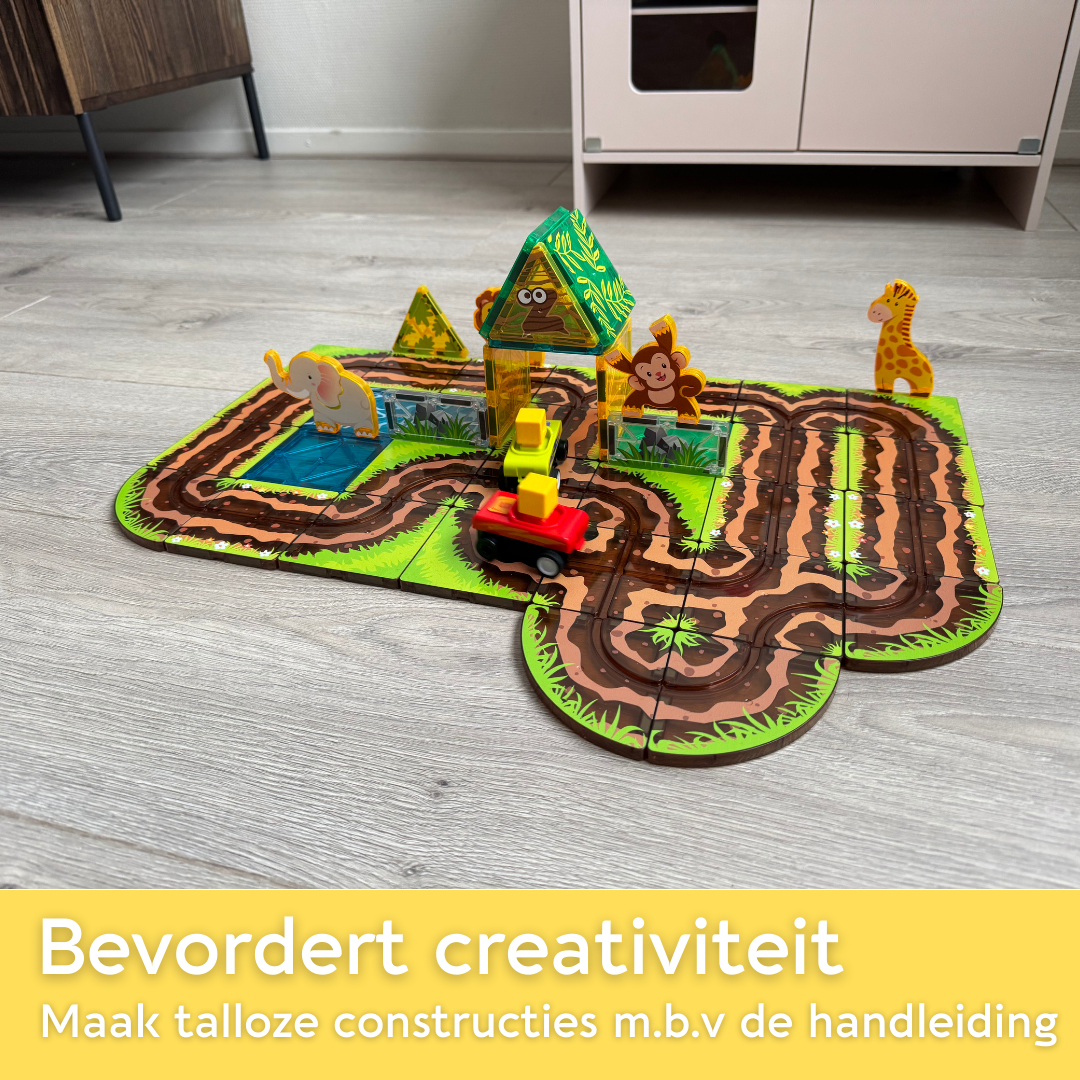 Lardic Magnetisch Speelgoed Dierentuin Racebaan - Magnetic Tiles - Bouwspeelgoed - Bouwblokken - Magna - Magneten Speelgoed - Magnetische Tegels - Bouwstenen - Montessori Speelgoed - Mind Educatief Speelgoed - Jongens & Meisjes