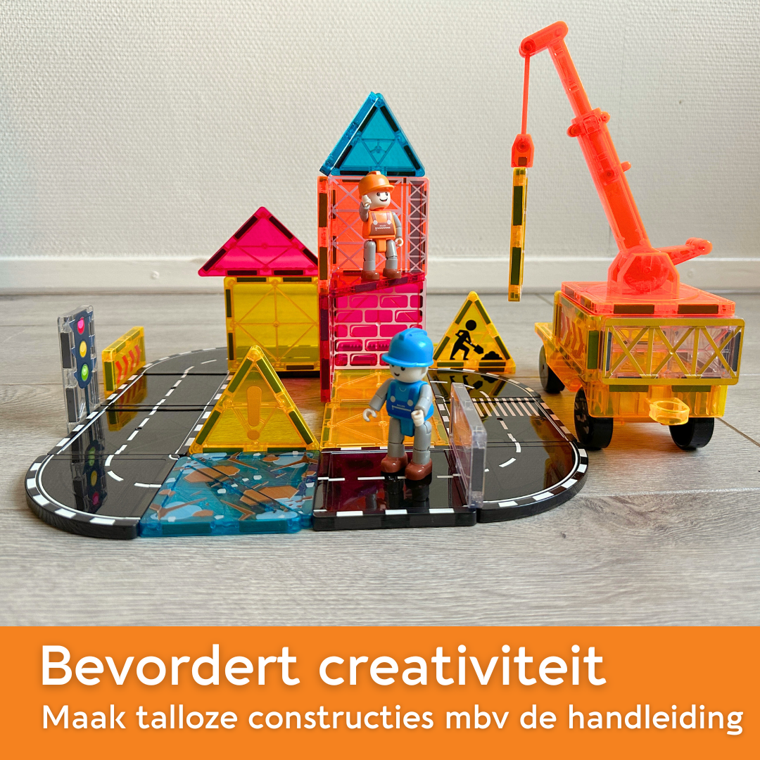 Lardic - Magnetisch Speelgoed Bouwplaats Set - Magnetic Tiles - Bouwspeelgoed - Bouwblokken - Magneten Speelgoed - Magnetische Tegels - Magna - Bouwstenen - Montessori Speelgoed - Educatief Constructie Speelgoed