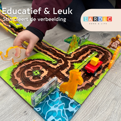 Lardic Magnetisch Speelgoed Dierentuin Racebaan - Magnetic Tiles - Bouwspeelgoed - Bouwblokken - Magna - Magneten Speelgoed - Magnetische Tegels - Bouwstenen - Montessori Speelgoed - Mind Educatief Speelgoed - Jongens & Meisjes