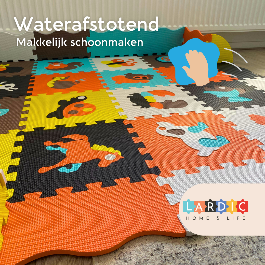 Lardic Speelmat - Babygym – Puzzelmat - 150 x 150 cm - Inclusief Opbergtas - 3+ jaar