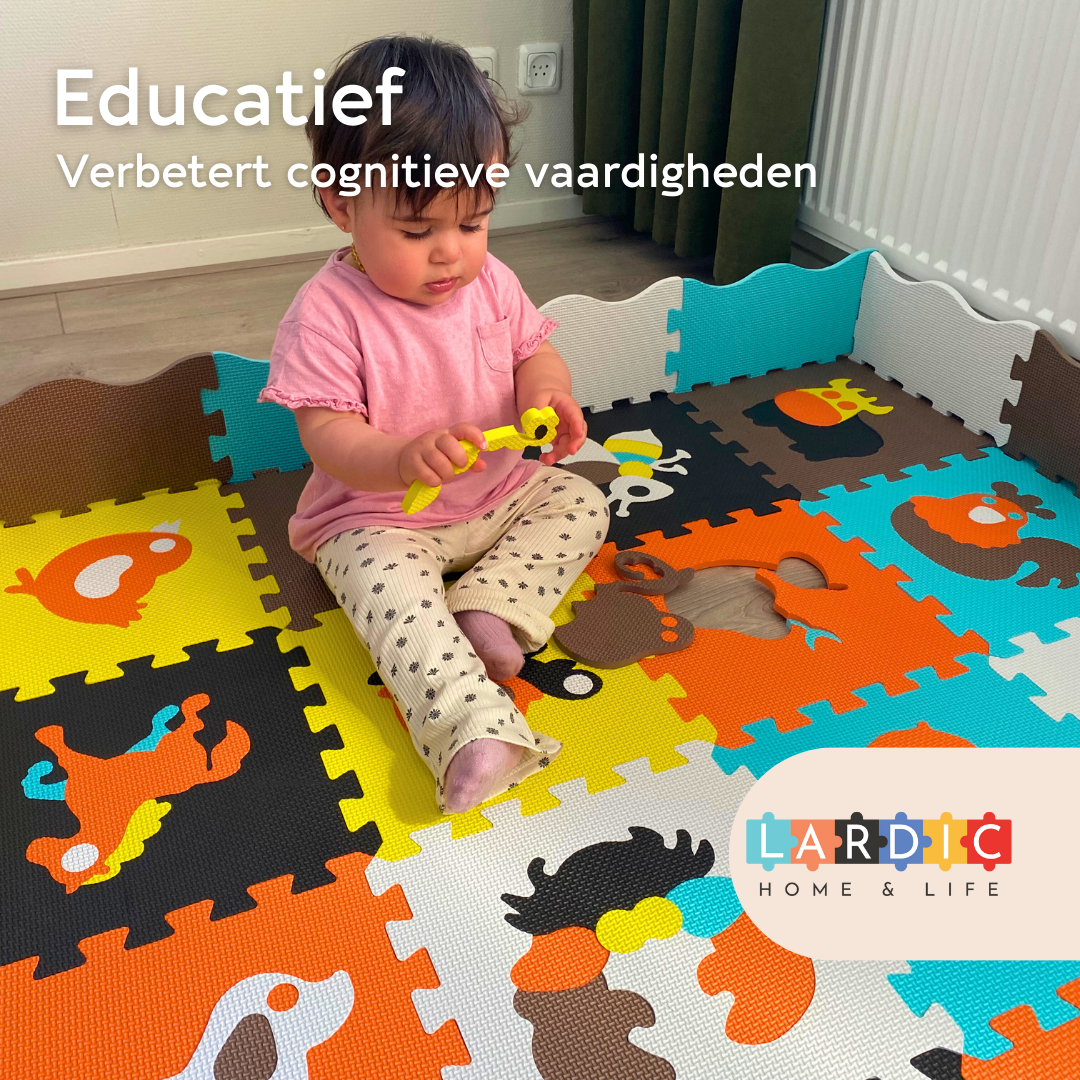 Lardic Speelmat - Babygym – Puzzelmat - 150 x 150 cm - Inclusief Opbergtas - 3+ jaar