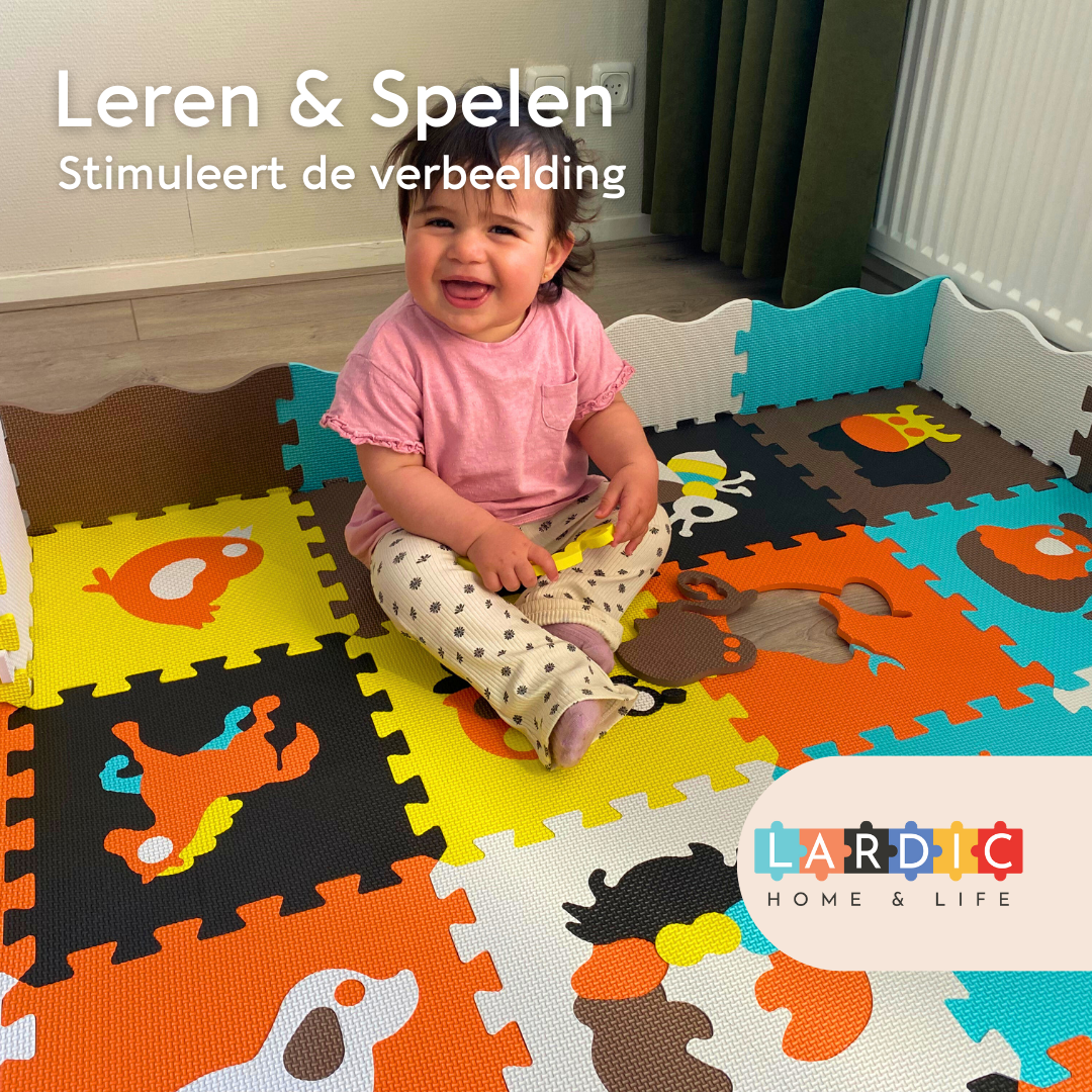 Lardic Speelmat - Babygym – Puzzelmat - 150 x 150 cm - Inclusief Opbergtas - 3+ jaar