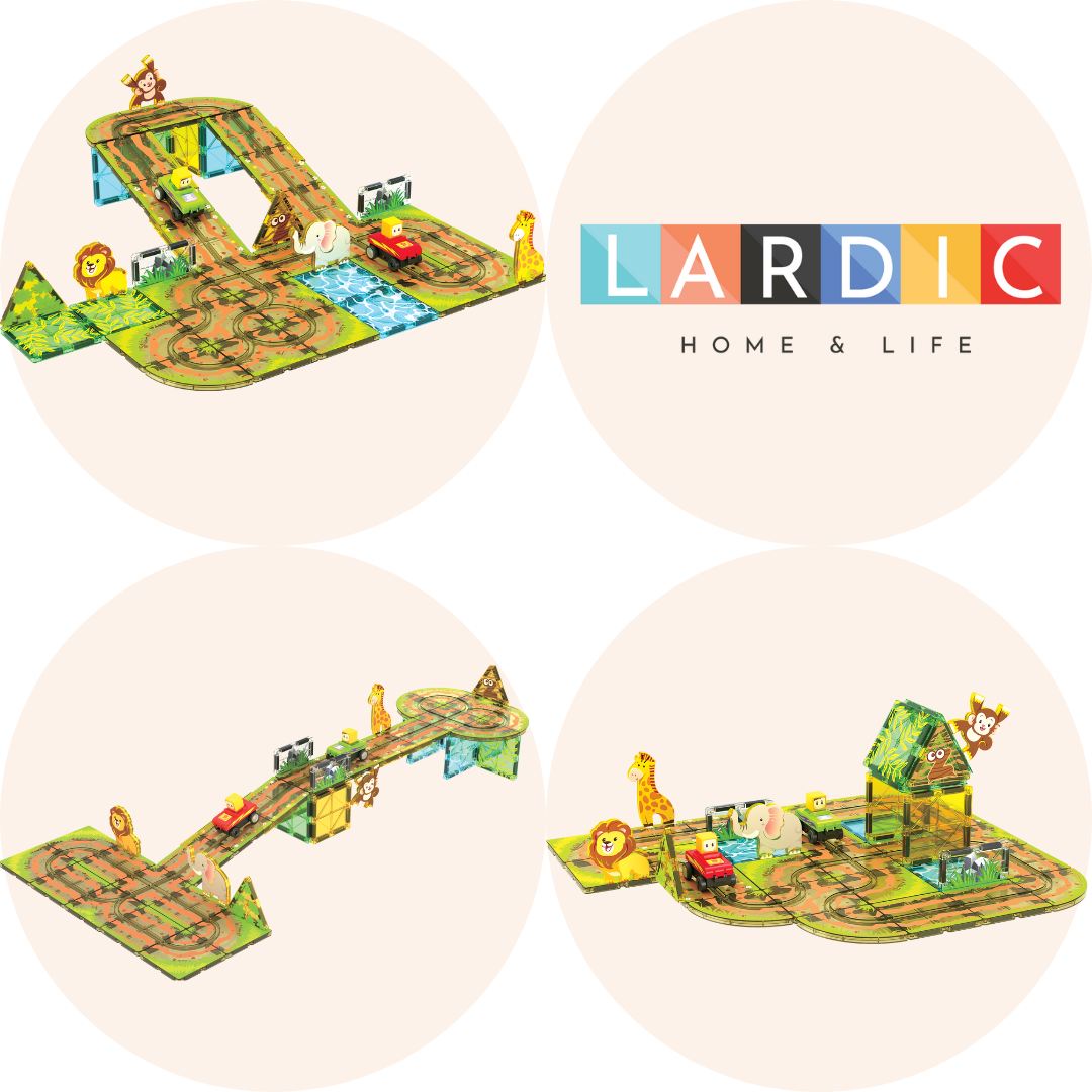 Lardic Magnetisch Speelgoed Dierentuin Racebaan - Magnetic Tiles - Bouwspeelgoed - Bouwblokken - Magna - Magneten Speelgoed - Magnetische Tegels - Bouwstenen - Montessori Speelgoed - Mind Educatief Speelgoed - Jongens & Meisjes
