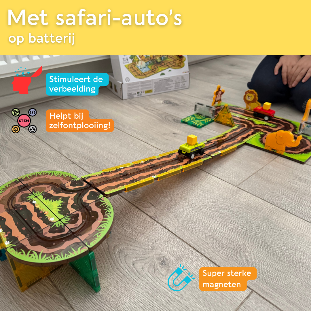 Lardic Magnetisch Speelgoed Dierentuin Racebaan - Magnetic Tiles - Bouwspeelgoed - Bouwblokken - Magna - Magneten Speelgoed - Magnetische Tegels - Bouwstenen - Montessori Speelgoed - Mind Educatief Speelgoed - Jongens & Meisjes