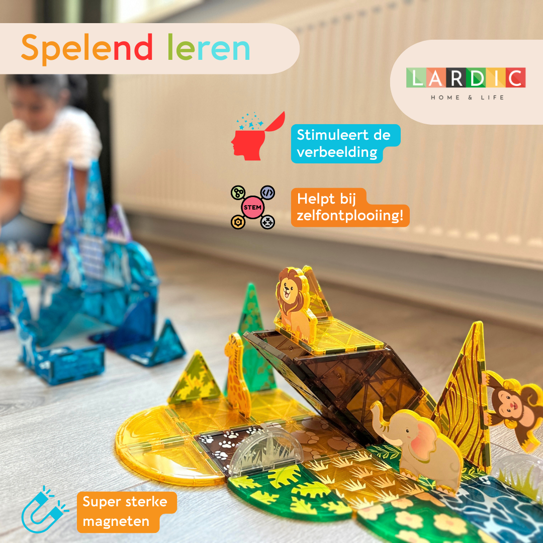Lardic - Magnetisch Speelgoed Dierentuin Set - Magnetic Tiles - Bouwspeelgoed - Bouwblokken - Magneten Speelgoed