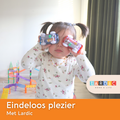 Lardic Magnetisch Speelgoed Racebaan - 145 Stuks - Magnetic Tiles - Bouwspeelgoed - Bouwblokken - Magna - Magneten Speelgoed - Magnetische Tegels - Bouwstenen - Montessori Speelgoed - Educatief Speelgoed