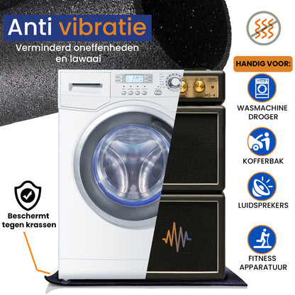 Lardic Anti Trillingsmat Wasmachine en Wasdroger - 61 x 61 CM (8MM Dik) - Geluidsdempende Antislip Mat - Rubber Mat Trillingsdempers