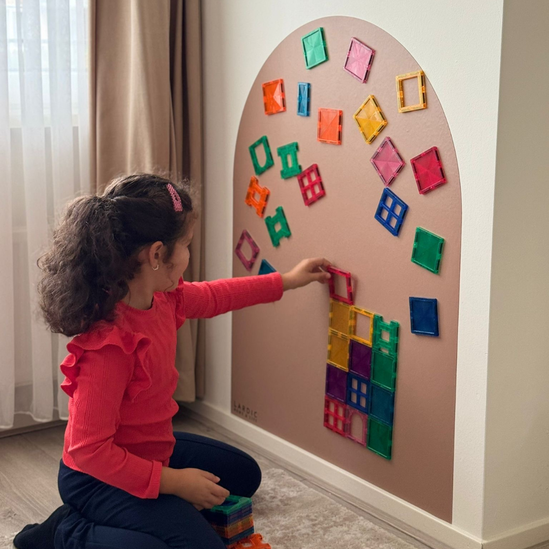 Lardic Magnetische Muursticker - Krijtbord - Boogvorm - KameelRoze - B80 x H100 cm