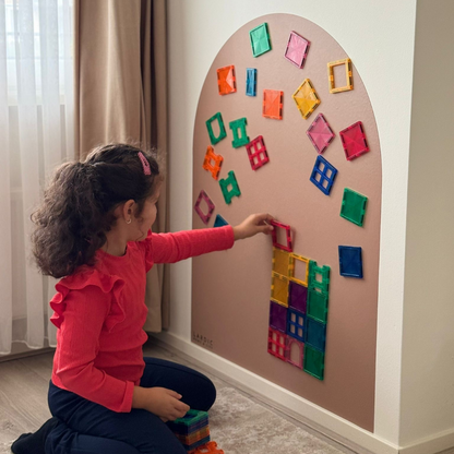 Lardic Magnetische Muursticker - Krijtbord - Boogvorm - KameelRoze - B80 x H100 cm