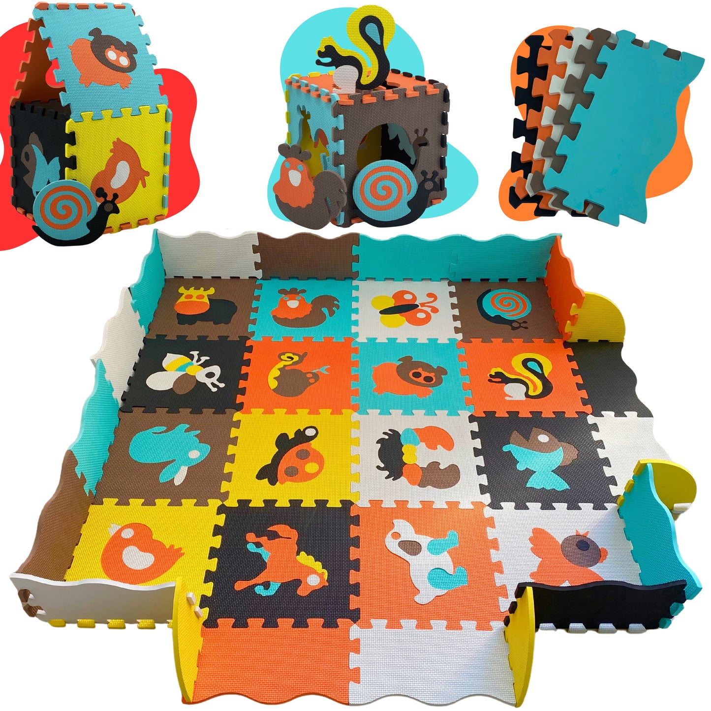 Lardic Speelmat - Babygym – Puzzelmat - 150 x 150 cm - Inclusief Opbergtas - 3+ jaar